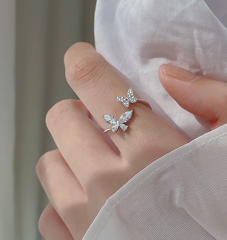 S925 Sterling Silver Butterfly Ring for Women