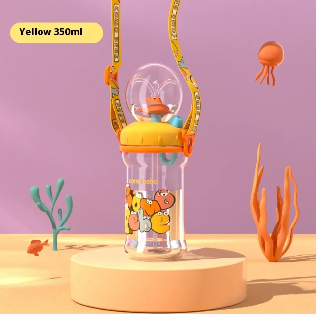 Children's Whale Cartoon Diving Fountain Water Bottle - Tritan Leakproof Sippy Cup (Various Sizes & Colors)